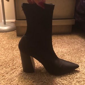 Steve Madden black heel boots with pointy toe